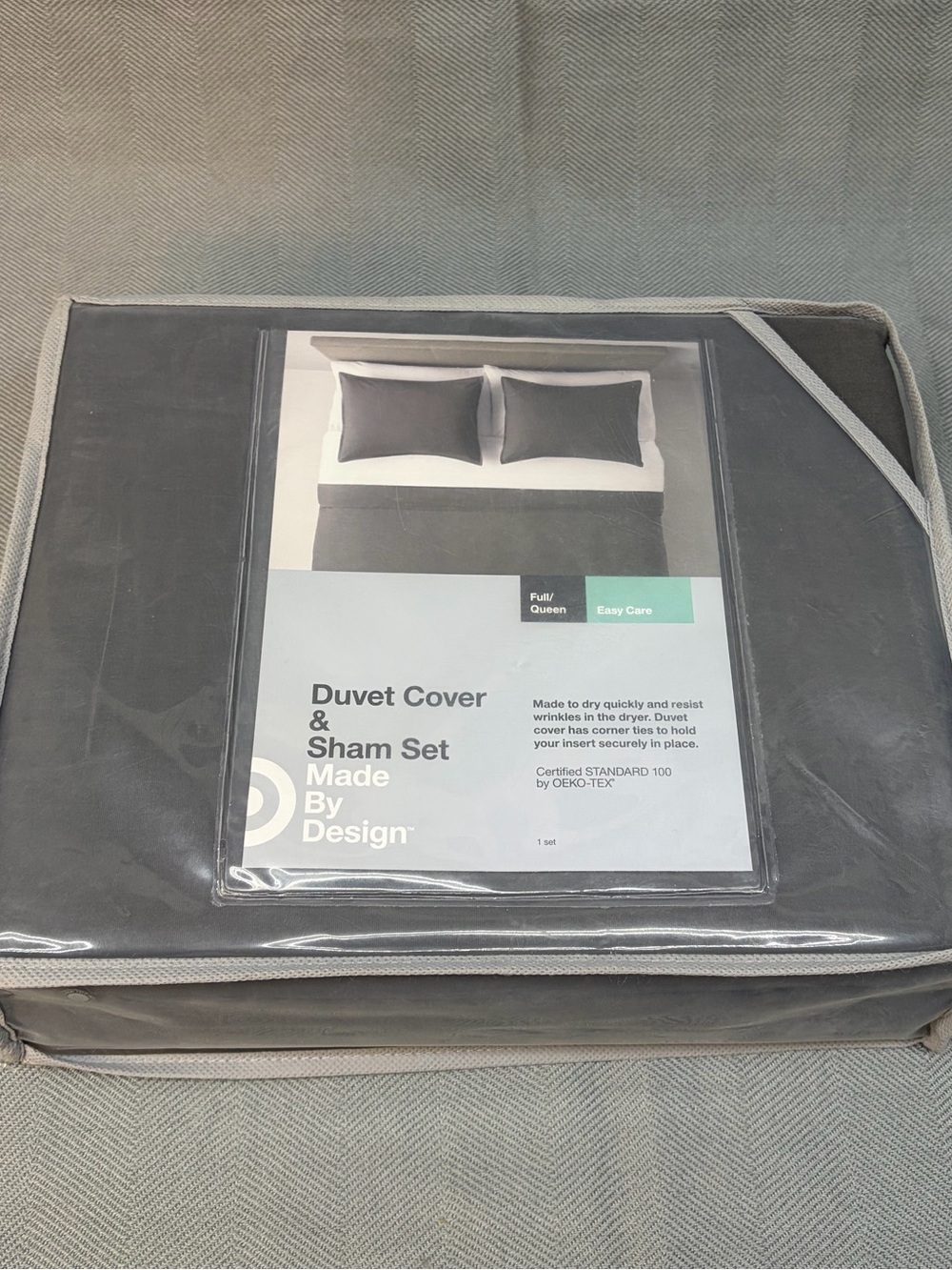 NWT duvet cover and sham set full/queen made by design target flat gray